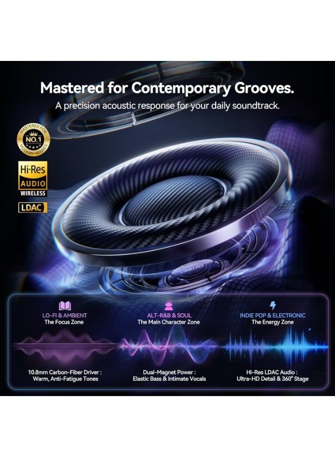 Linklike RingStar Air Open-Ear Wireless Headphones, Dual Device Connectivity, AI Noise-Cancelling Mic, 50+ Hrs Playtime, Quick Charge, All-Day Comfort Fit Earbuds for iOS/Android - Black - Image 3